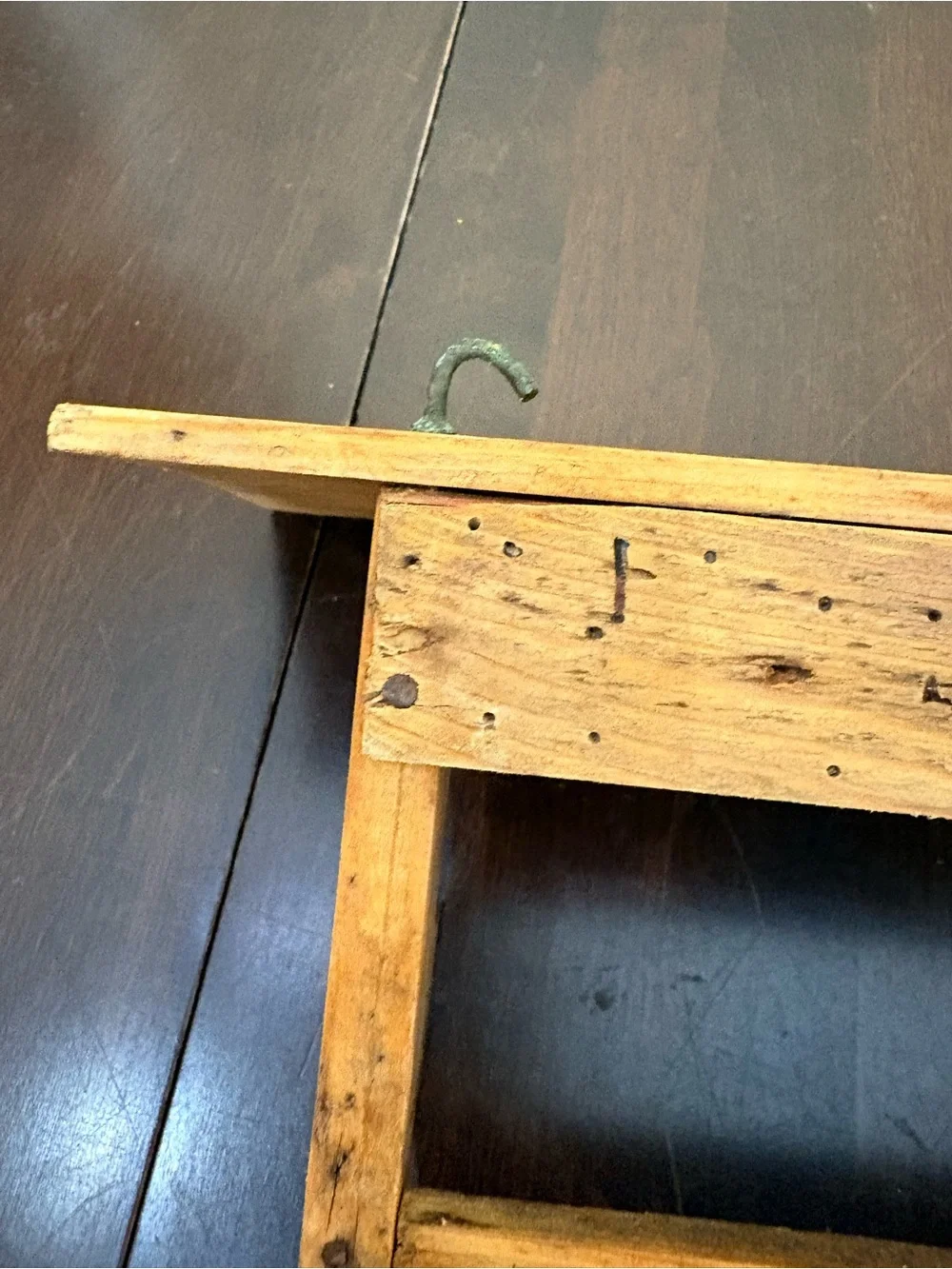 Rustic Wooden Wall Shelf with Hooks in Natural Wood